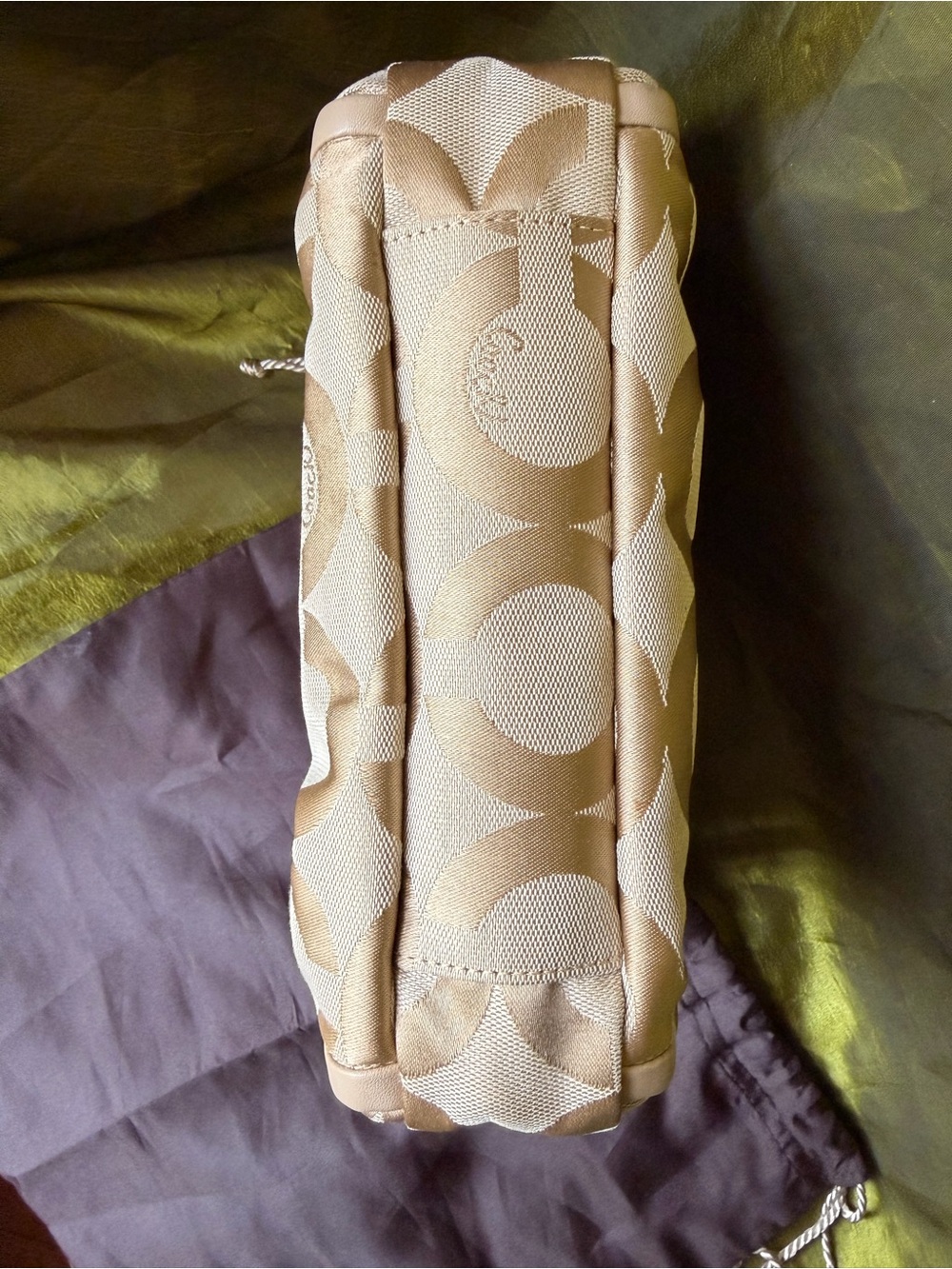 Coach Madison Op Art Frame Kisslock Bag With Gold Chain Strap In Tan Vintage Y2K - Picture 7 of 7